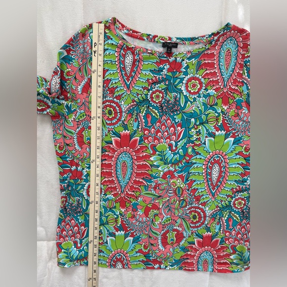 Talbots 2X Colorful Paisley Floral Knit Top 3/4 Sleeve Stretch - Picture 6 of 6